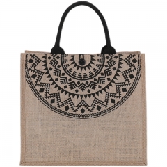 Natural Jute Linen Burlap Tote Beach Bag foldable Large Capacity Female Casual Joint Shoulder Beach Bag