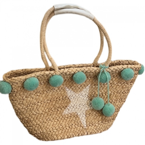 ins wind summer vacation Portable Cotton rope weaving straw bag woven bag large capacity beach bag