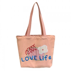 joint Floral printing Promotional natural cotton carry tote shoulder shopping bag