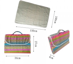 Fashionable designer full color printing pattern cotton Beach blanket with high quality rope handle