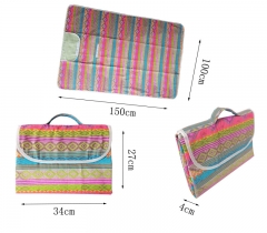 Fashionable designer full color printing pattern cotton Beach blanket with high quality rope handle