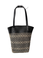 New Style Eco Friendly straw Embroidery Large Capacity Summer Beach Bag With high quality PU handle