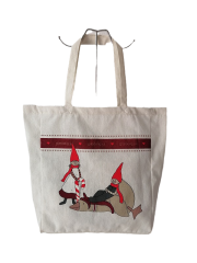 Christmas style full printing Promotional natural cotton carry tote shoulder shopping bag