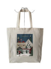 Christmas style full printing Promotional natural cotton carry tote shoulder shopping bag