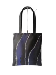 Leather PU Two Side Digital Printing Leather PU Tote Bags ,Wholesale Factory Price Black Color Tote Bags