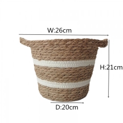 Natural Craft Seagrass Belly Basket for Storage, Laundry Woven Straw Beach Bag - Plant Pots