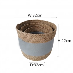 Natural Multi Flower Plants Pots Laundry Straw Woven Seagrass Belly Basket for home storage