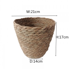 Home Decor Indoor Woven Basket Straw Beach Bag Seagrass Woven Basket with Handles