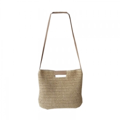 2022 nice design long hande with durable PU , customized paper straw bags , beach tote bags