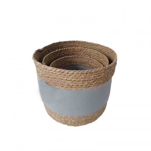 Natural Multi Flower Plants Pots Laundry Straw Woven Seagrass Belly Basket for home storage