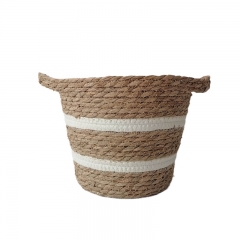 Natural Craft Seagrass Belly Basket for Storage, Laundry Woven Straw Beach Bag - Plant Pots