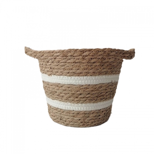 Natural Craft Seagrass Belly Basket for Storage, Laundry Woven Straw Beach Bag - Plant Pots