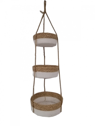 3 Tier Hanging Planters for Indoor & Outdoor Plants - Modern Flower Pots with Rope, Garden Planters