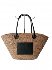 Customized logo summer beach travel grass bag bucket bag woven straw handbag