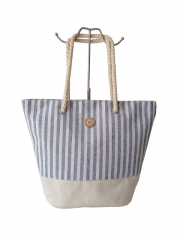 Striped canvas bag cotton rope handle canvas beach tote bag wholesale