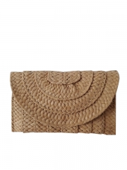 Summer beach handbags straw raffia purple money clutch purse wholesale clutch purse for women luxury casual