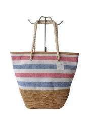 Striped canvas bag cotton rope handle canvas beach tote bag wholesale