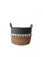 New Design Eco friendly Straw Woven Flower Pot Foldable Wholesale Grass Planter Plant Baskets for Garden Decoration