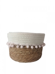 New Design Eco friendly Straw Woven Flower Pot Foldable Wholesale Grass Planter Plant Baskets for Garden Decoration