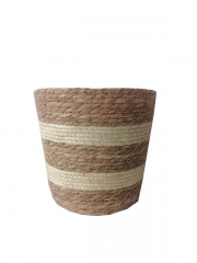 New Design Eco friendly Straw Woven Flower Pot Foldable Wholesale Grass Planter Plant Baskets for Garden Decoration