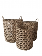 New Design Eco friendly Straw Woven Flower Pot Foldable Wholesale Grass Planter Plant Baskets for Garden Decoration