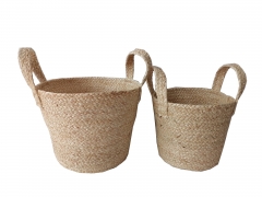 Handmade Woven Storage Basket Folding Laundry Basket Straw Wicker Seagrass Belly Garden Flower Pot Plant Basket