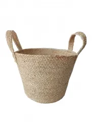 Handmade Woven Storage Basket Folding Laundry Basket Straw Wicker Seagrass Belly Garden Flower Pot Plant Basket