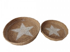 Hand woven manufacture toys vegetables storage basket sseagrass round woven basket wholesale for shelves