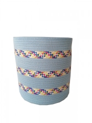 Large Woven Rope Storage Basket Set Laundry Round Storage Cotton Rope Basket with Handle