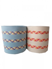 Large Woven Rope Storage Basket Set Laundry Round Storage Cotton Rope Basket with Handle