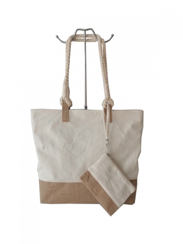 Wholesale Custom Burlap Shoulder Bags Portable Linen Jute Tote Bag with Zipper Jute Burlap Bag