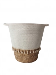 New Design Eco friendly Straw Woven Flower Pot Foldable Wholesale Grass Planter Plant Baskets for Garden Decoration