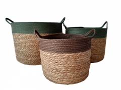 Nordic Living Room Balcony Hand Woven Folding Plant Flower Pot Straw Belly Seagrass Storage Basket