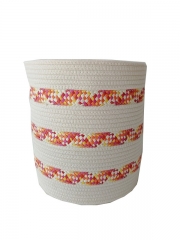 Large Woven Rope Storage Basket Set Laundry Round Storage Cotton Rope Basket with Handle