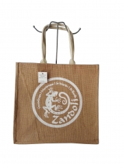 Fashion Custom Logo Printing Women's Linen Handbag Reusable Travel Handle Gift Shopping Product Tote Jute Bag