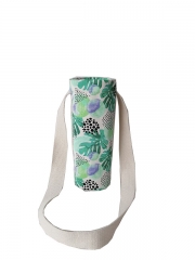 Canvas Water Bottle Carrier Bag Insulated Water Bottle Sleeve Holder with Adjustable Padded Shoulder Strap