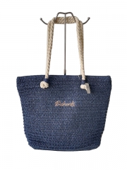 Natural Paper Straw Crochet Handmade Tote bag Fashion Lady Beach Bag with Pu handle large capacity