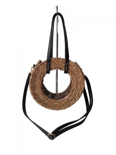 Wholesale natural wicker woven rattan tote fashion bags woven for lady straw handmade beach handbags