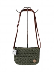 Natural Paper Straw Crochet Handmade Tote bag Fashion Lady Beach Bag with Pu handle