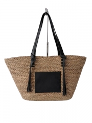 Custom Large Capacity Travel Swimming Woven Straw Bucket Bag Women Basket Beach Tote Bag