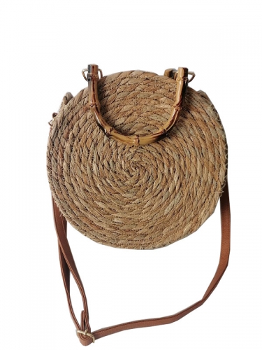 Wholesale natural wicker woven rattan tote fashion bags woven for lady straw handmade beach handbags