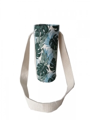 Canvas Water Bottle Carrier Bag Insulated Water Bottle Sleeve Holder with Adjustable Padded Shoulder Strap