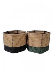 New Design Eco friendly Straw paper Woven Flower Pot Foldable Wholesale Grass Planter Plant Baskets for Garden Decoration