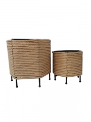 New Design Eco friendly Straw paper Woven Flower Pot Foldable Wholesale Grass Planter Plant Baskets for Garden Decoration