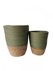 New Design Eco friendly Straw Woven Flower Pot Foldable Wholesale Grass Planter Plant Baskets for Garden Decoration