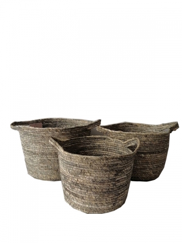 Seagrass hand woven toy storage basket woven flower pot straw basket for plants