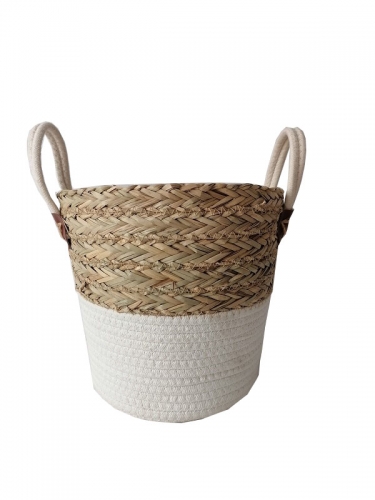 Grass flowerpot wholesale handmade flower basket Natural straw flower basket for planter