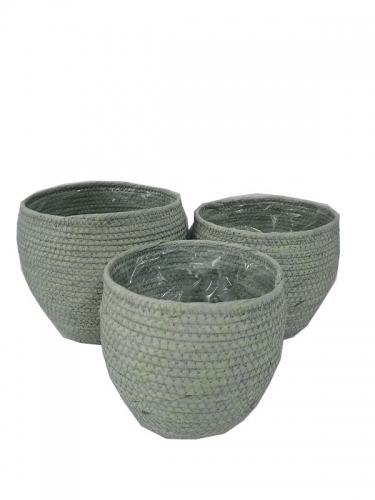 Hand made woven eco linen flower macrame plants straw Seagrass Plant Basket for Indoor Outdoor Planter