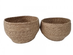 New Design Eco friendly Straw Woven Flower Pot Foldable Wholesale Grass Planter Plant Baskets for Garden Decoration