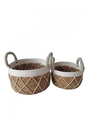 Seagrass hand woven storage basket Belly Baskets Indoor for flower Pot Storage Laundry Picnic Grocery Straw Bag